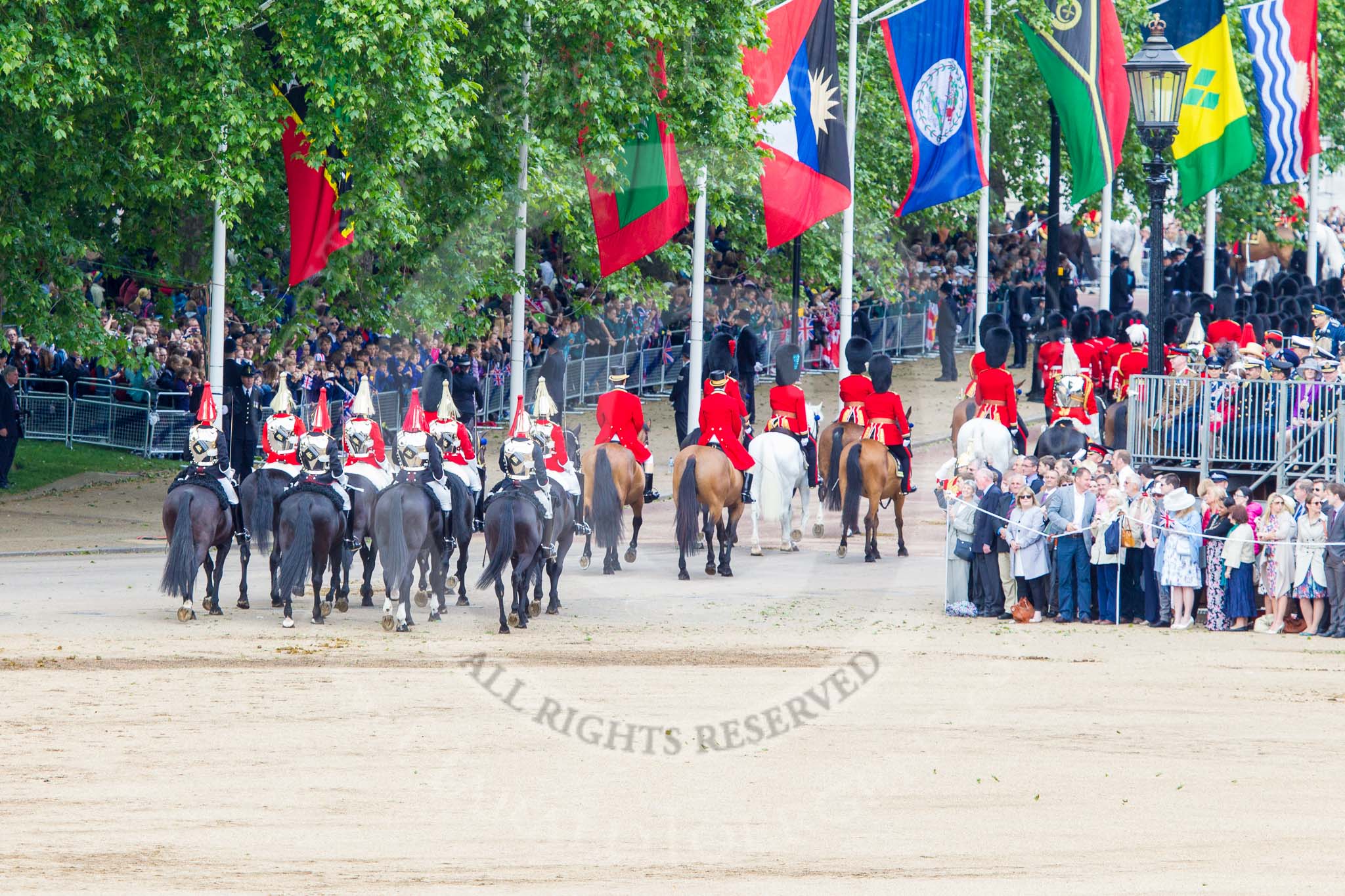 Trooping the Colour 2013: The March Off - the "second half" of the Royal Procession following the guards divisions. Image #870, 15 June 2013 12:14 Horse Guards Parade, London, UK