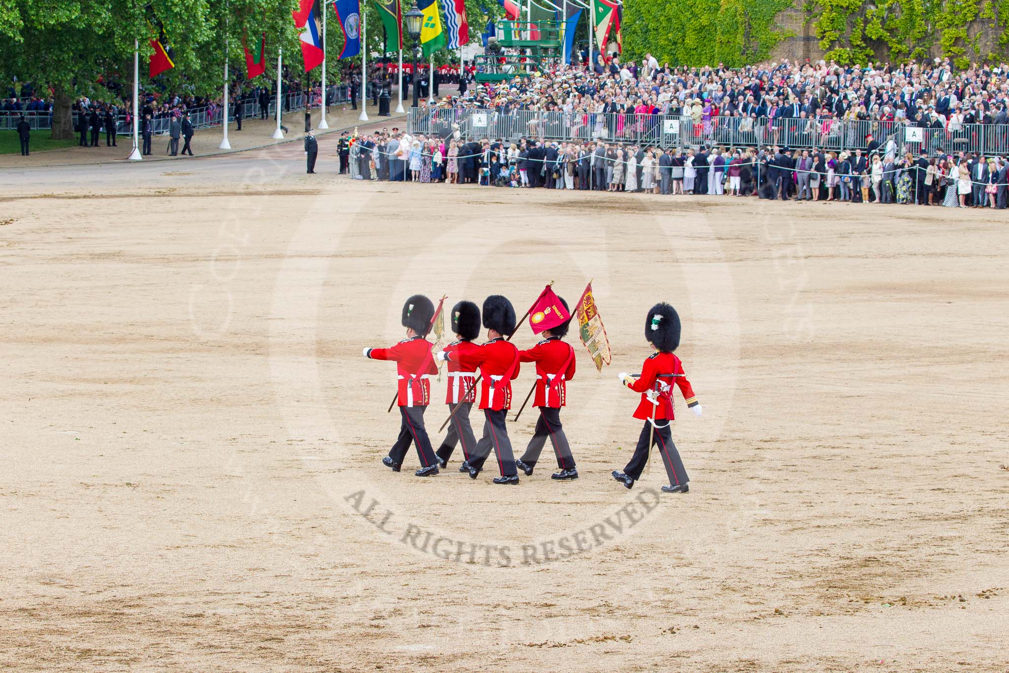 Trooping the Colour 2013: After the parade - the Keepers of the Ground, the first to arrive at Horse Guards Parade, are the last to leave. Image #871, 15 June 2013 12:15 Horse Guards Parade, London, UK