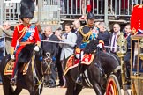 Trooping the Colour 2013: Two of the Royal Colonels - HRH The Prince of Wales, Colonel Welsh Guards, and HRH The Princess Royal, Colonel The Blues and Royals (Royal Horse Guards and 1st Dragoons)..
Horse Guards Parade, Westminster,
London SW1,

United Kingdom,
on 15 June 2013 at 10:59, image #278