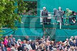 Trooping the Colour 2013: The BBC's Huw Edwards and his team, and TV cameras on the media stand at the Downing Street side of Horse Guards Parade. Image #36, 15 June 2013 10:03 Horse Guards Parade, London, UK