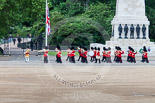 Trooping the Colour 2013: The Band of the Coldstream Guards, led by Senior Drum Major Matthew Betts, Grenadier Guards, marching past the Guards Memorial. Image #43, 15 June 2013 10:11 Horse Guards Parade, London, UK
