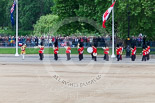 Trooping the Colour 2013: The Band of the Coldstream Guards, led by Senior Drum Major Matthew Betts, Grenadier Guards, is about to turn left onto Horse Guards Parade. Image #44, 15 June 2013 10:11 Horse Guards Parade, London, UK