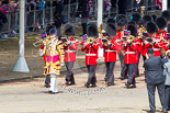 Trooping the Colour 2013: Drum Major Tony Taylor, Coldstream Guards, leading the second band to arrive at Horse Guards Parade, the Band of the Irish Guards. Image #50, 15 June 2013 10:14 Horse Guards Parade, London, UK