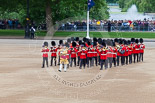 Trooping the Colour 2013: Drum Major Tony Taylor, Coldstream Guards, leading the second band to arrive at Horse Guards Parade, the Band of the Irish Guards. Image #57, 15 June 2013 10:16 Horse Guards Parade, London, UK