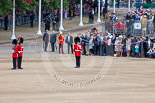 Trooping the Colour 2013: The Keepers of the Ground are in position, and WO1 Garrison Sergeant Major William 'Bill' Mott OBE MVO, Welsh Guards is making sure everything is in perfect order. Image #62, 15 June 2013 10:17 Horse Guards Parade, London, UK