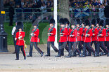 Trooping the Colour 2013: No. 5 Guard, F Company Scots Guards, is marching to their position on Horse Guards Parade. Image #75, 15 June 2013 10:22 Horse Guards Parade, London, UK