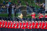 Trooping the Colour 2013: Drum Major D P Thomas, Grenadier Guards, leading the Band of the Grenadier Guards onto Horse Guards Parade. Image #86, 15 June 2013 10:26 Horse Guards Parade, London, UK