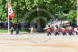 Trooping the Colour 2013: Drum Major D P Thomas, Grenadier Guards, leading the Band of the Grenadier Guards onto Horse Guards Parade along the gates of St James's Park. Image #92, 15 June 2013 10:27 Horse Guards Parade, London, UK