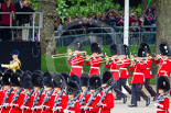 Trooping the Colour 2013: Drum Major Neill Lawman, Welsh Guards, leading the Band of the Welsh Guards onto Horse Guards Parade. Image #103, 15 June 2013 10:30 Horse Guards Parade, London, UK