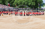 Trooping the Colour 2013: The Band of the Welsh Guards, led by Drum Major Neill Lawman, marches into position next to the other bands. Image #115, 15 June 2013 10:32 Horse Guards Parade, London, UK