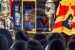 Trooping the Colour 2013: HM The Queen in the Glass Coach arriving on Horse Guards Parade for her Birthday Parade. Image #257, 15 June 2013 10:58 Horse Guards Parade, London, UK