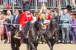 Trooping the Colour 2013: The Non-Royal Colonels, Colonel Coldstream Guards General Sir James Bucknall and Gold Stick in Waiting and Colonel Life Guards, Field Marshal the Lord Guthrie of Craigiebank. Image #283, 15 June 2013 10:59 Horse Guards Parade, London, UK