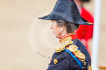 Trooping the Colour 2013: Side-rear close-up of HRH The Princess Royal, Colonel The Blues and Royals (Royal Horse Guards and 1st Dragoons) after the Inspection of the Line. Image #388, 15 June 2013 11:08 Horse Guards Parade, London, UK