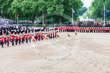 Trooping the Colour 2013: The Massed Band Troop begins with the slow march - the Waltz from Les Huguenots. No. 1 Guard, the Escort for the Colour with the Ensign in the centre, and the King's Troop Royal Horse Artillery can be seen on top of the image. Image #393, 15 June 2013 11:09 Horse Guards Parade, London, UK