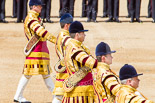 Trooping the Colour 2013: The Drum Majors during the Massed Troop - Stephen Staite, D P Thomas, Senior Drum Major M J Betts, Neill Lawman, and Tony Taylor. Image #395, 15 June 2013 11:10 Horse Guards Parade, London, UK