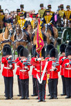 Trooping the Colour 2013: The Ensign, Second Lieutenant Joel Dinwiddle, and the Escort to the Colour,are back at their initial position, when they were the Escort for the Colour. The guardsmen are changing arms. Image #509, 15 June 2013 11:28 Horse Guards Parade, London, UK
