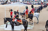 Trooping the Colour 2013: Watching the March Past - HRH The Princess Royal, HRH the Duke of Kent and HM The Queen on the dais, HRH The Prince of Wales and HRH The Duke of Cambridge. Image #525, 15 June 2013 11:32 Horse Guards Parade, London, UK