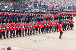 Trooping the Colour 2013: The March Past in Quick Time - the Major of the Parade, Major H G C Bettinson, Welsh Guards, and the Field Officer in Brigade Waiting, Lieutenant Colonel Dino Bossi, Welsh Guards. Image #599, 15 June 2013 11:44 Horse Guards Parade, London, UK