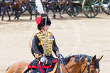 Trooping the Colour 2013: The Ride Past - the King's Troop Royal Horse Artillery. Here the Commanding Officer, Major Mark Edward, Royal Horse Artillery. Image #718, 15 June 2013 11:58 Horse Guards Parade, London, UK