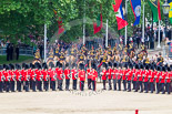 Trooping the Colour 2013: With the Ride Past coming to and end, the King's Troop Royal Horse Artillery are gathering on Horse Guards Road, ready to leave Horse Guards Parade and to march off. Image #738, 15 June 2013 12:00 Horse Guards Parade, London, UK