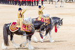 Trooping the Colour 2013: The two kettle drummers, saluting Her Majesty, as the Mounted Bands are about to march off. Image #748, 15 June 2013 12:00 Horse Guards Parade, London, UK