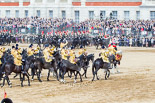 Trooping the Colour 2013: The Mounted Bands of the Household Cavalry are ready to leave, they follow the Hosehold Cavalry up to Horse Guards Road, where they will wait, with the Royal Horse Artillery, to march off. Image #753, 15 June 2013 12:00 Horse Guards Parade, London, UK