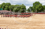Trooping the Colour 2013: The Massed Bands, with the five drum majors, after the Ride Past. Image #759, 15 June 2013 12:02 Horse Guards Parade, London, UK