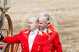 Trooping the Colour 2013: The door of the glass coach is opened for HM The Queen and HRH The Duke of Kent. Image #799, 15 June 2013 12:08 Horse Guards Parade, London, UK