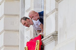 Trooping the Colour 2013: After the parade - the windows of the Major General's Office, from where members of the Royal Family had been watching the parade, are returned to normal conditons. Image #872, 15 June 2013 12:16 Horse Guards Parade, London, UK