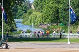 The morning of the Colonel's Review, only a few visitors are at the lake in St James's Park.