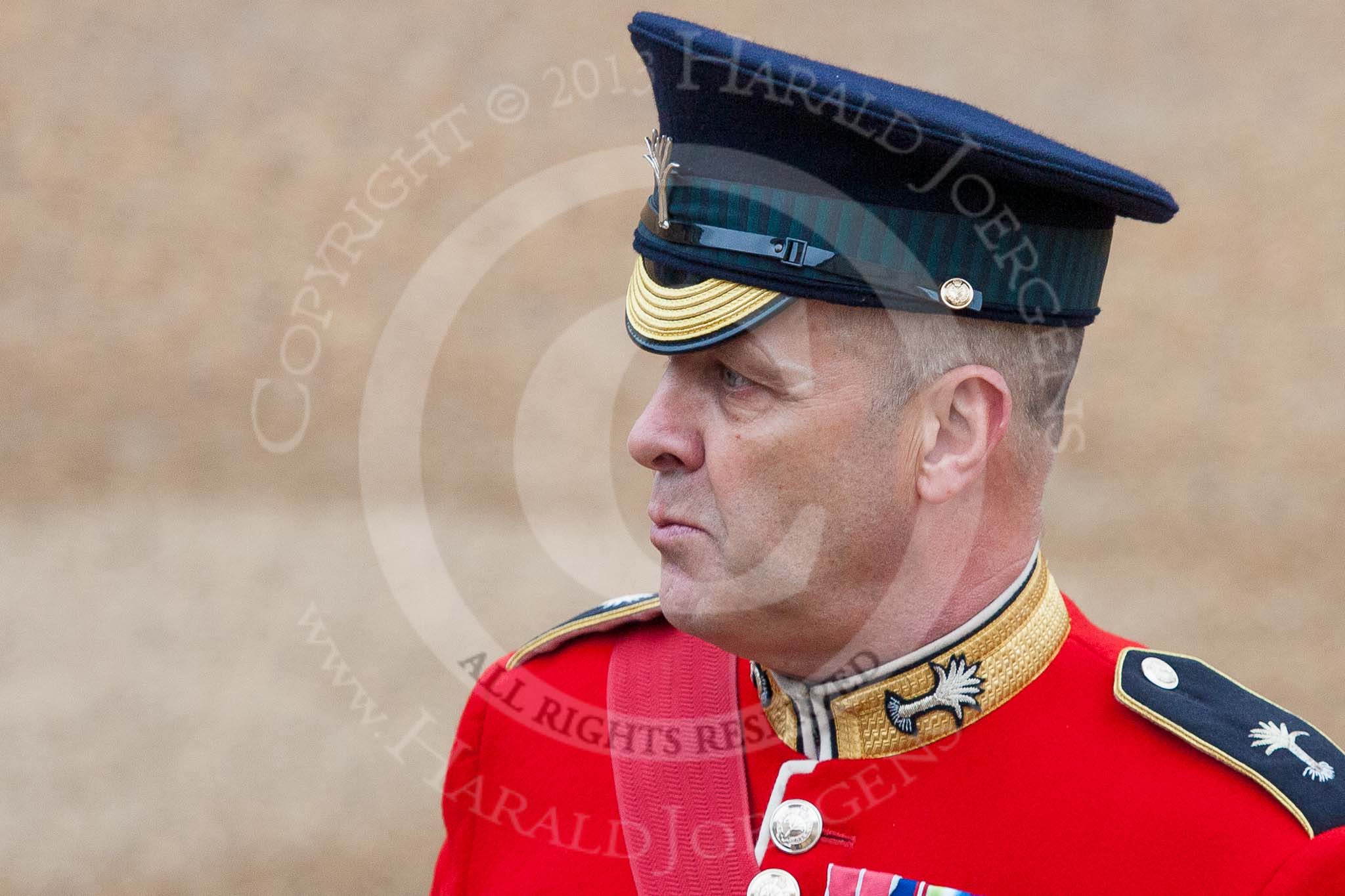 Trooping the Colour 2015: WO1 Garrison Sergeant Major W D G Mott OBE MVO, Welsh Guards, the man in charge of ceremonial events for London District, on his last day at work before retiring from the army. Image #30, 13 June 2015 10:00 Horse Guards Parade, London, UK