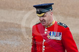 Trooping the Colour 2015: WO1 Garrison Sergeant Major W D G Mott OBE MVO, Welsh Guards, the man in charge of ceremonial events for London District, on his last day at work before retiring from the army. Image #24, 13 June 2015 09:52 Horse Guards Parade, London, UK