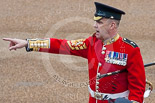 Trooping the Colour 2015: WO1 Garrison Sergeant Major W D G Mott OBE MVO, Welsh Guards, the man in charge of ceremonial events for London District, on his last day at work before retiring from the army. Image #26, 13 June 2015 09:55 Horse Guards Parade, London, UK