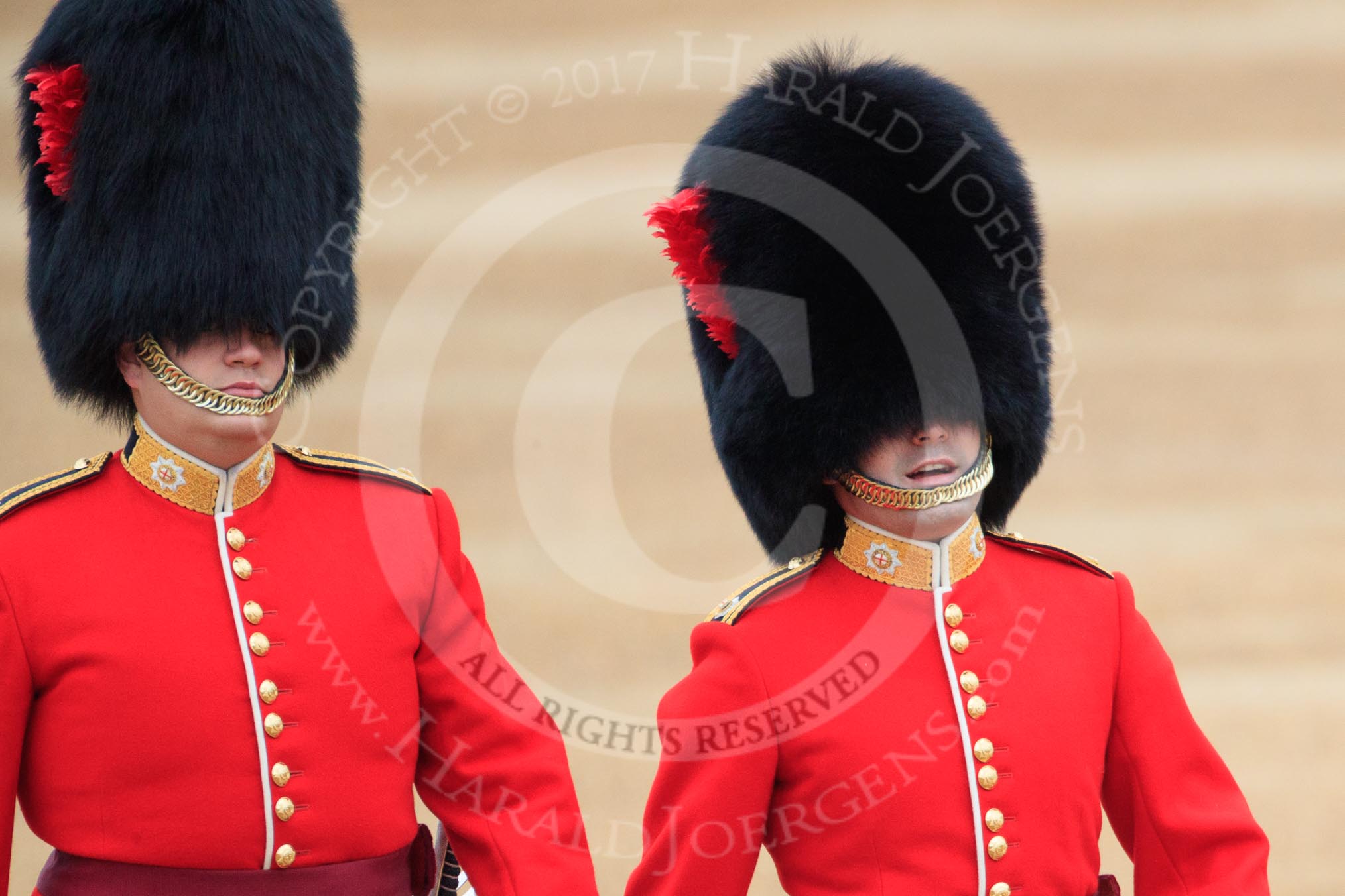 during The Colonel's Review {iptcyear4} (final rehearsal for Trooping the Colour, The Queen's Birthday Parade)  at Horse Guards Parade, Westminster, London, 2 June 2018, 09:54.