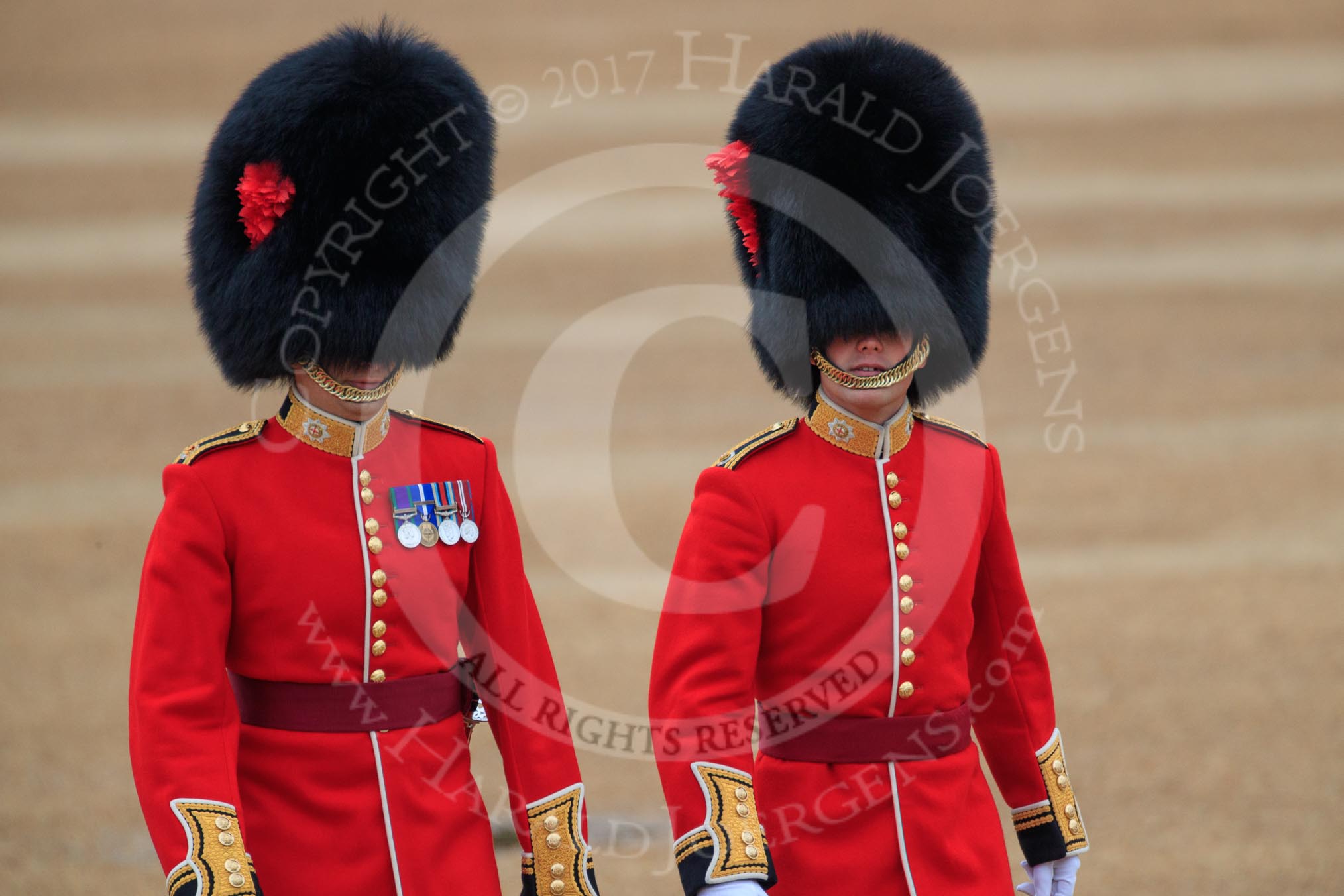 during The Colonel's Review {iptcyear4} (final rehearsal for Trooping the Colour, The Queen's Birthday Parade)  at Horse Guards Parade, Westminster, London, 2 June 2018, 09:56.