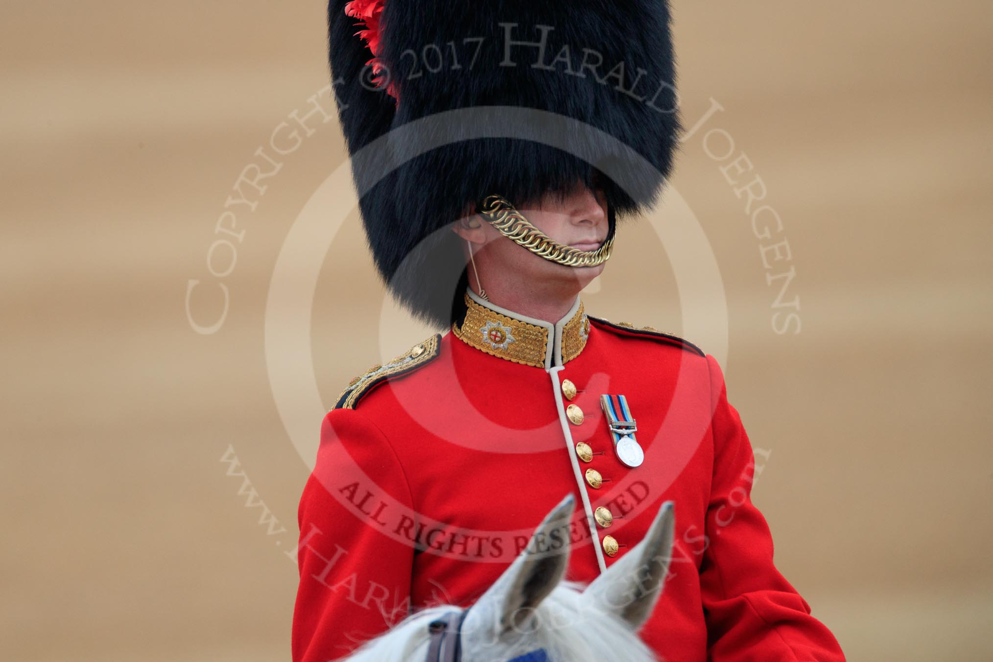 during The Colonel's Review {iptcyear4} (final rehearsal for Trooping the Colour, The Queen's Birthday Parade)  at Horse Guards Parade, Westminster, London, 2 June 2018, 10:06.