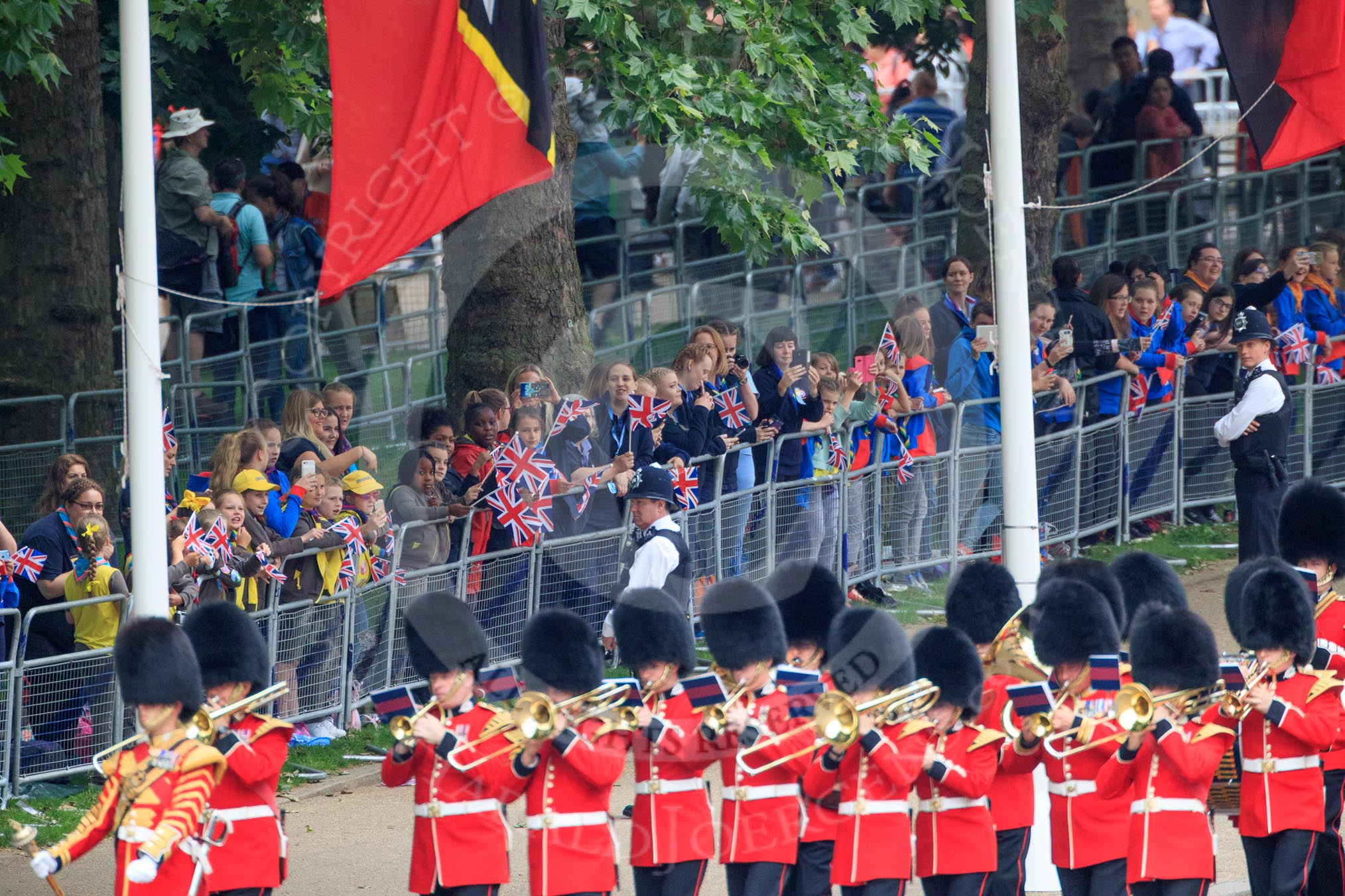 during The Colonel's Review {iptcyear4} (final rehearsal for Trooping the Colour, The Queen's Birthday Parade)  at Horse Guards Parade, Westminster, London, 2 June 2018, 10:15.