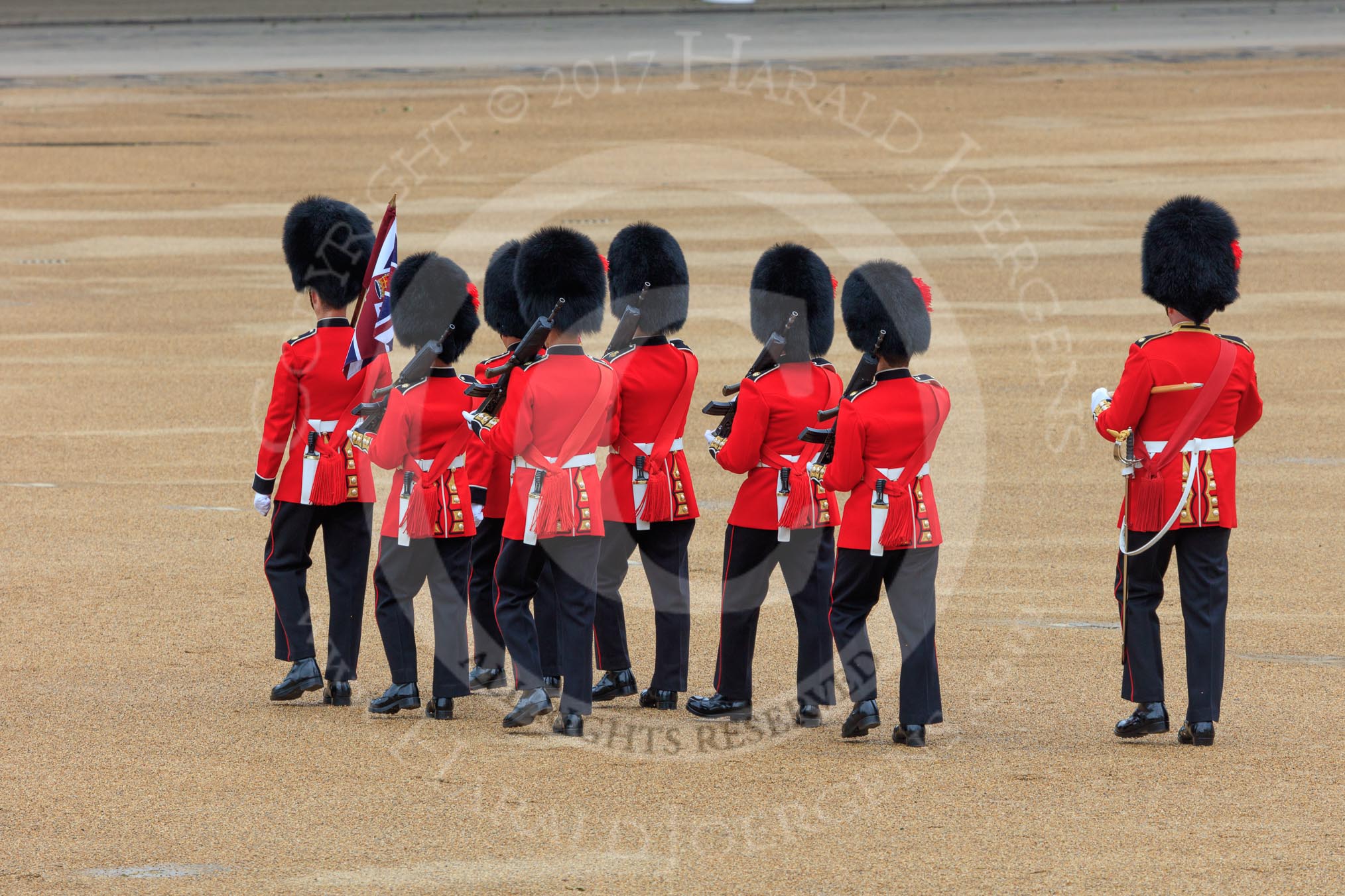 during The Colonel's Review {iptcyear4} (final rehearsal for Trooping the Colour, The Queen's Birthday Parade)  at Horse Guards Parade, Westminster, London, 2 June 2018, 10:16.