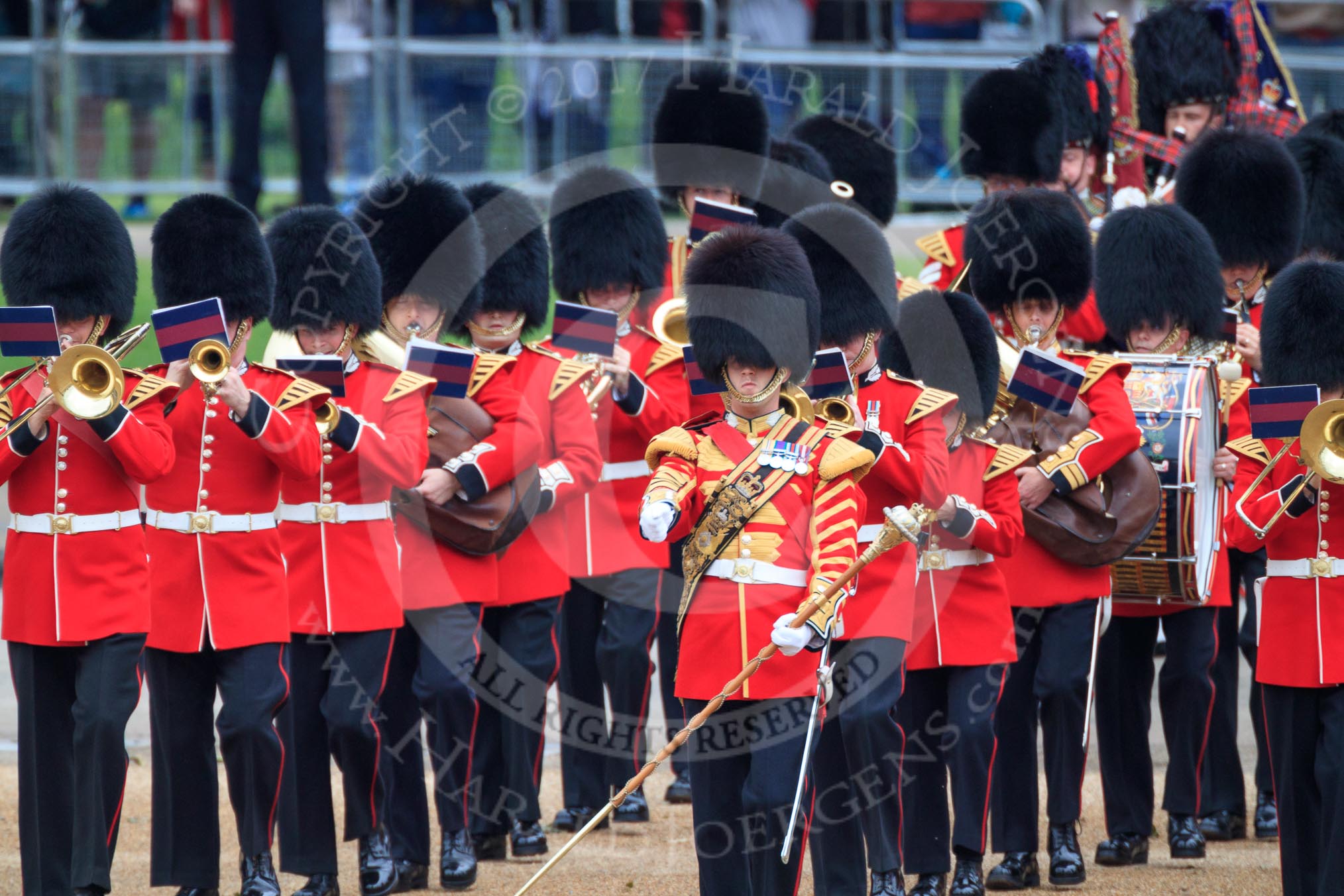 during The Colonel's Review {iptcyear4} (final rehearsal for Trooping the Colour, The Queen's Birthday Parade)  at Horse Guards Parade, Westminster, London, 2 June 2018, 10:17.