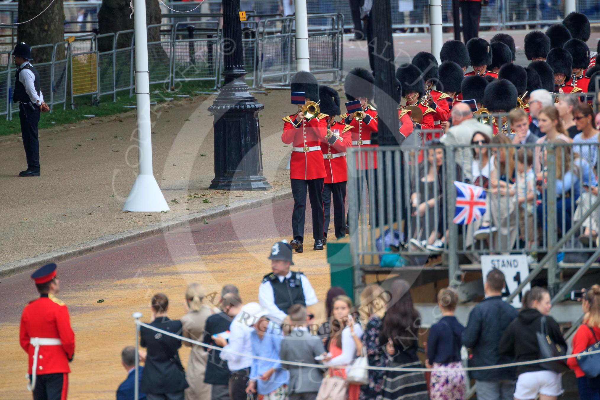 during The Colonel's Review {iptcyear4} (final rehearsal for Trooping the Colour, The Queen's Birthday Parade)  at Horse Guards Parade, Westminster, London, 2 June 2018, 10:23.