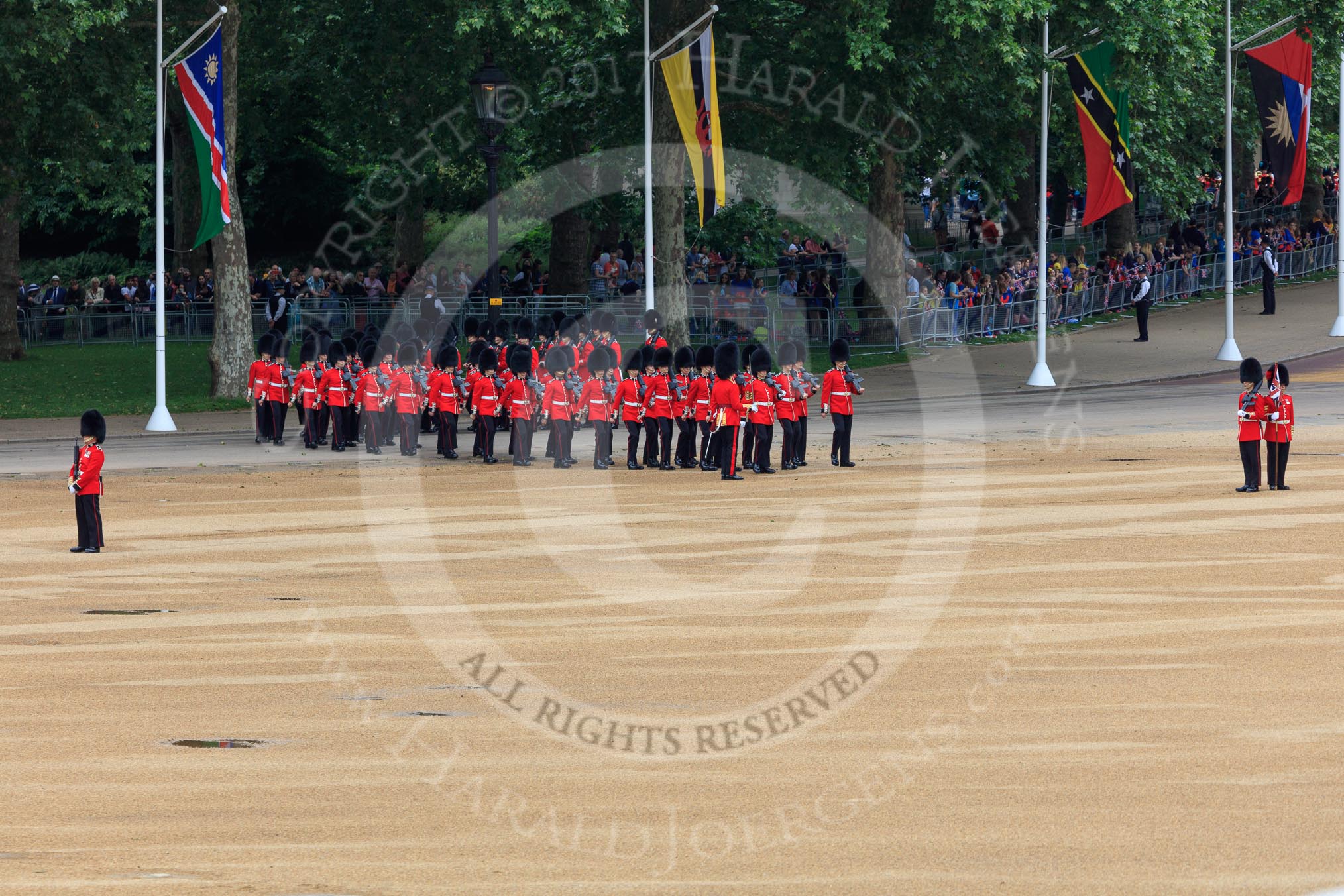 during The Colonel's Review {iptcyear4} (final rehearsal for Trooping the Colour, The Queen's Birthday Parade)  at Horse Guards Parade, Westminster, London, 2 June 2018, 10:25.