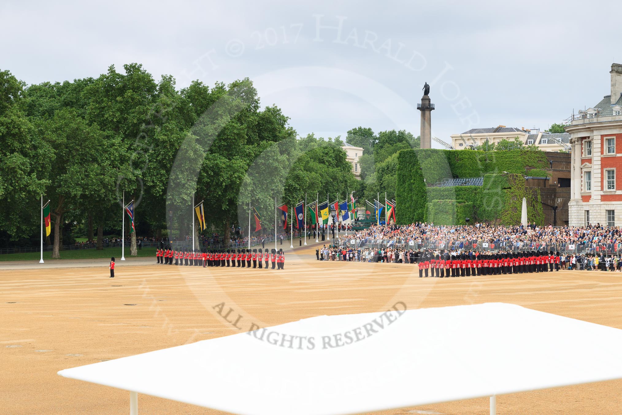 during The Colonel's Review {iptcyear4} (final rehearsal for Trooping the Colour, The Queen's Birthday Parade)  at Horse Guards Parade, Westminster, London, 2 June 2018, 10:26.