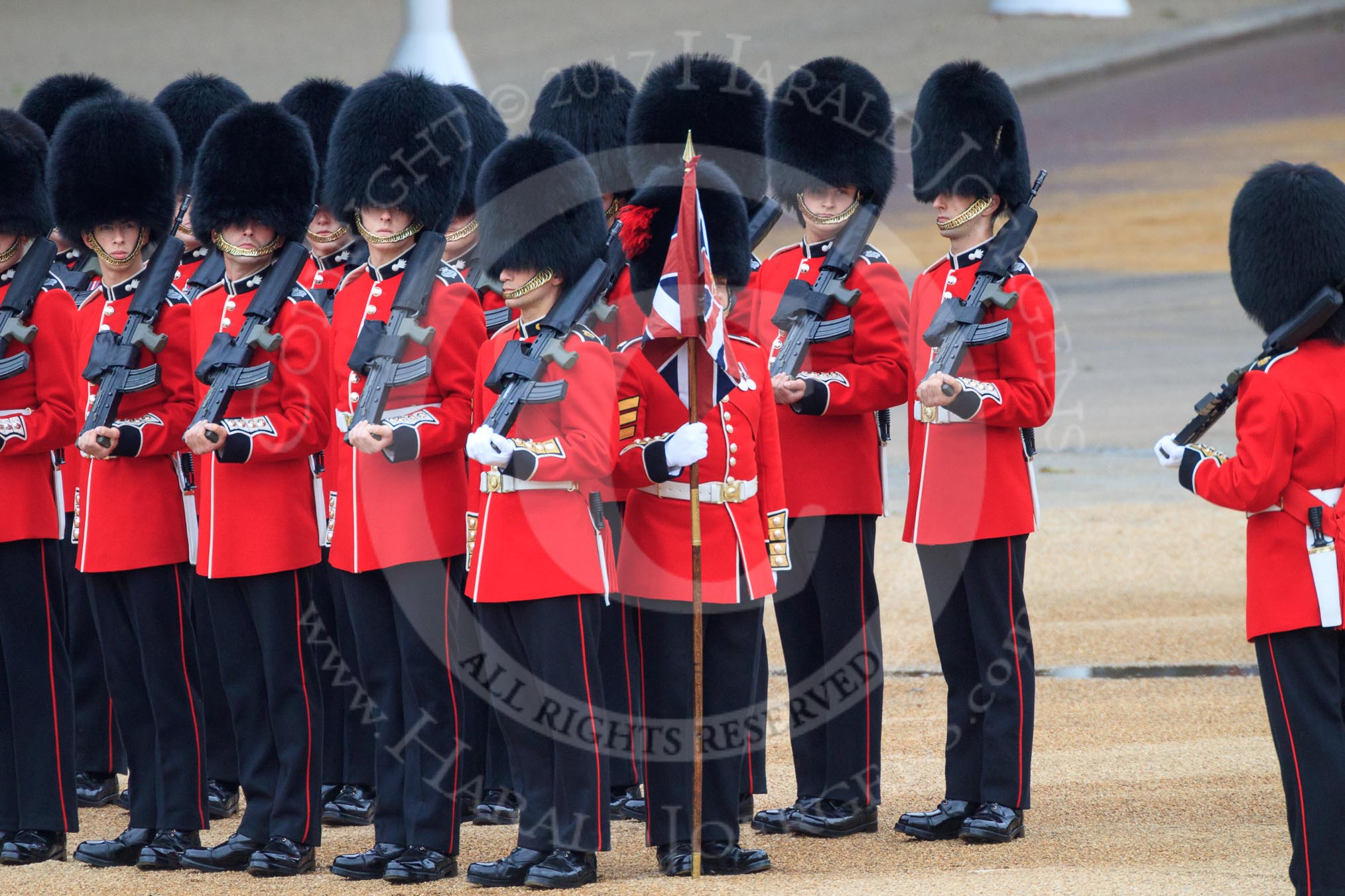 during The Colonel's Review {iptcyear4} (final rehearsal for Trooping the Colour, The Queen's Birthday Parade)  at Horse Guards Parade, Westminster, London, 2 June 2018, 10:27.