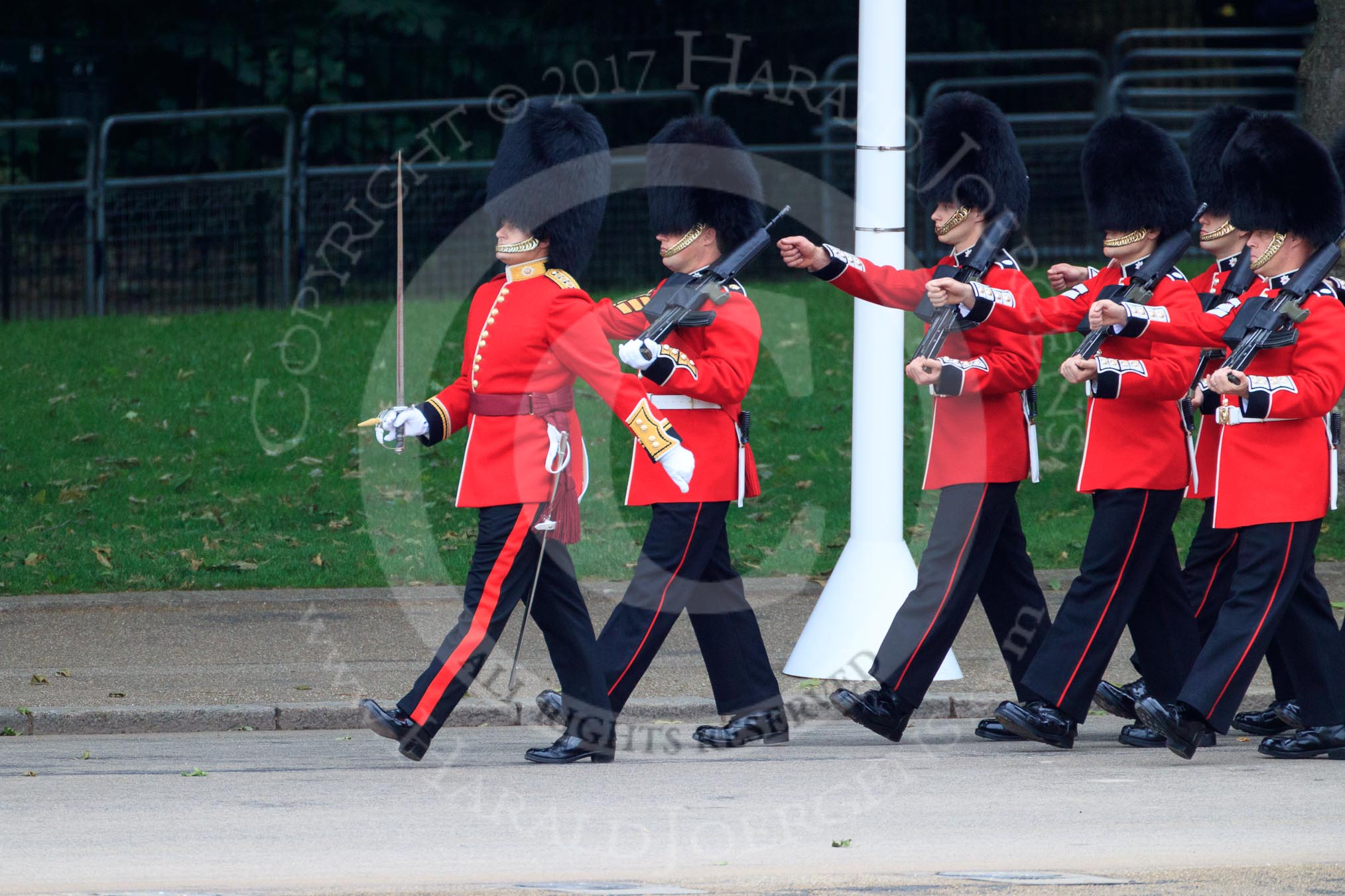 during The Colonel's Review {iptcyear4} (final rehearsal for Trooping the Colour, The Queen's Birthday Parade)  at Horse Guards Parade, Westminster, London, 2 June 2018, 10:28.