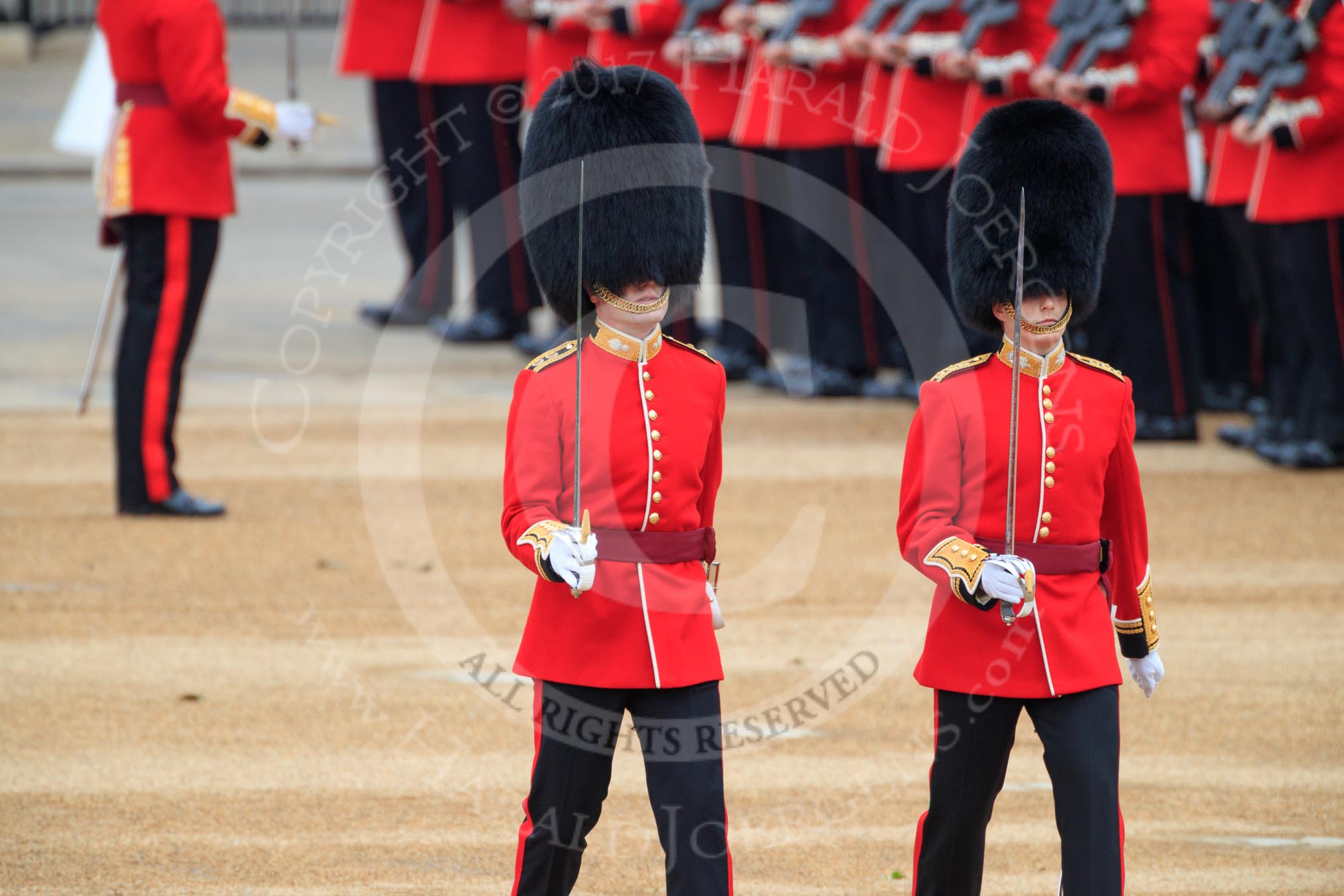 during The Colonel's Review {iptcyear4} (final rehearsal for Trooping the Colour, The Queen's Birthday Parade)  at Horse Guards Parade, Westminster, London, 2 June 2018, 10:29.