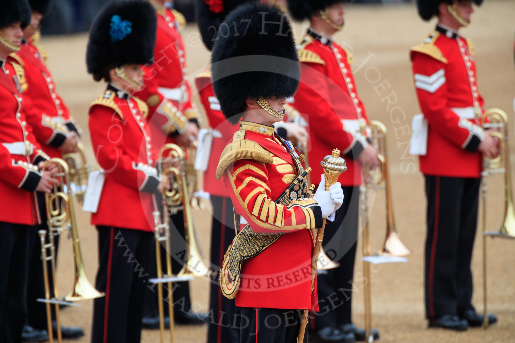 during The Colonel's Review {iptcyear4} (final rehearsal for Trooping the Colour, The Queen's Birthday Parade)  at Horse Guards Parade, Westminster, London, 2 June 2018, 10:35.