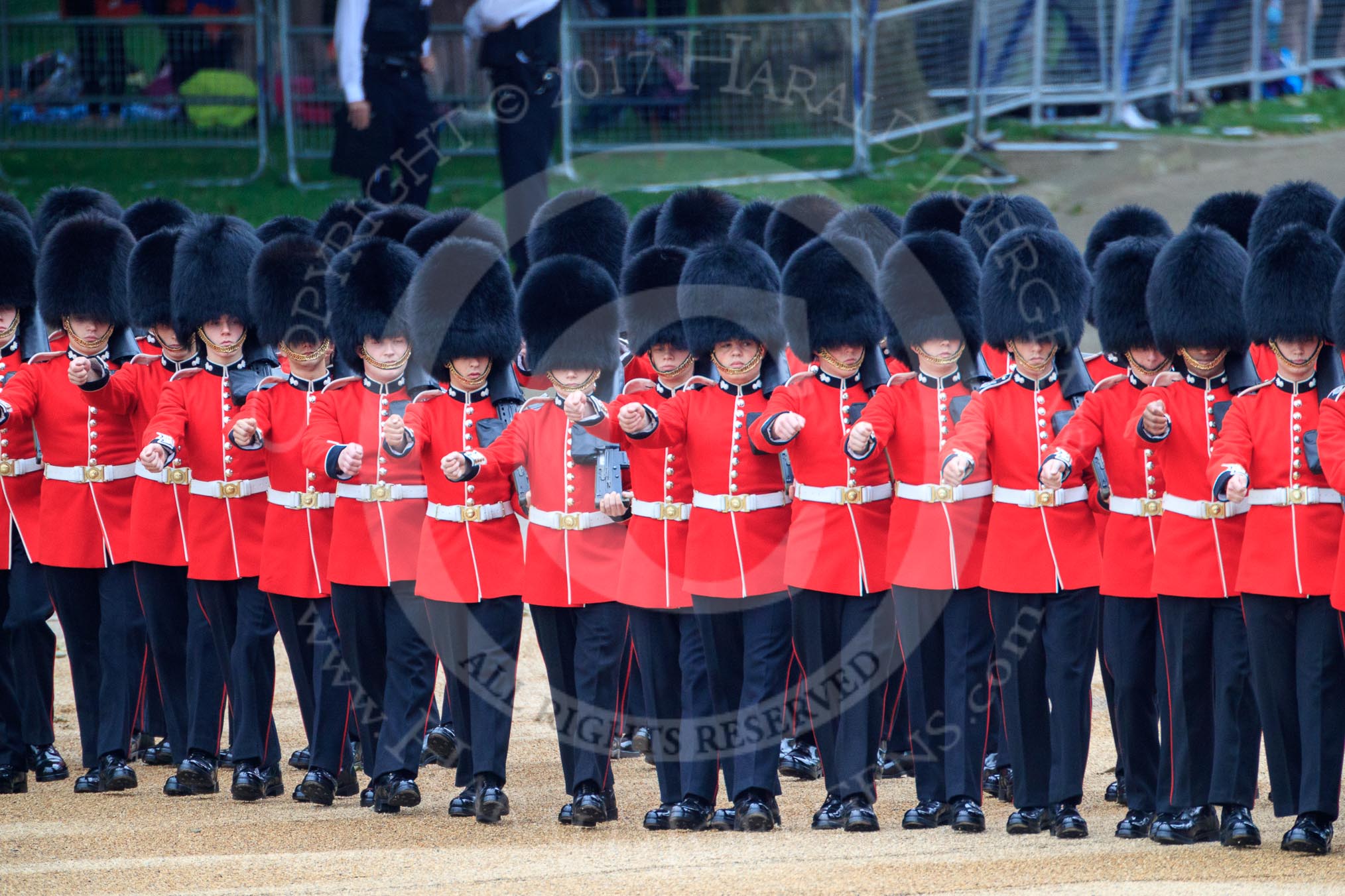 during The Colonel's Review {iptcyear4} (final rehearsal for Trooping the Colour, The Queen's Birthday Parade)  at Horse Guards Parade, Westminster, London, 2 June 2018, 10:37.