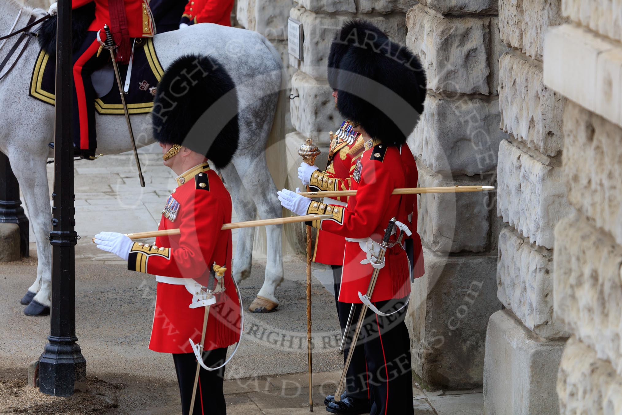during The Colonel's Review {iptcyear4} (final rehearsal for Trooping the Colour, The Queen's Birthday Parade)  at Horse Guards Parade, Westminster, London, 2 June 2018, 10:41.