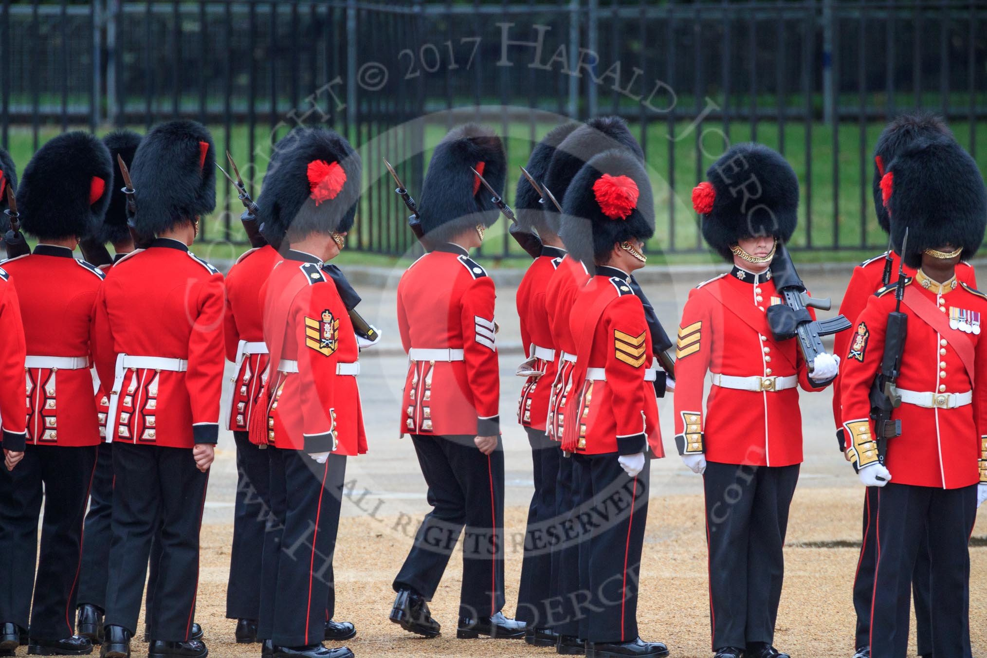 during The Colonel's Review {iptcyear4} (final rehearsal for Trooping the Colour, The Queen's Birthday Parade)  at Horse Guards Parade, Westminster, London, 2 June 2018, 10:44.