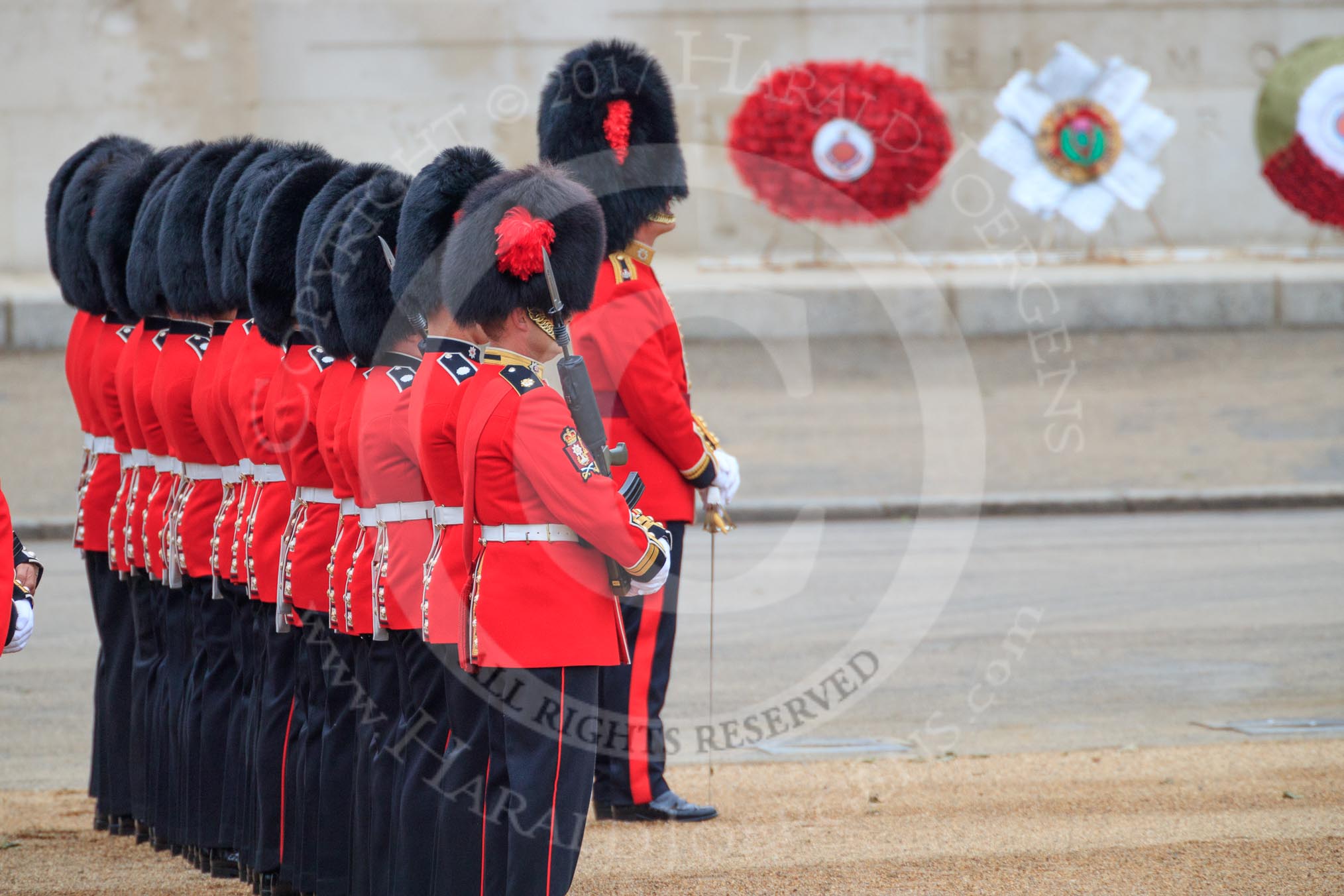 during The Colonel's Review {iptcyear4} (final rehearsal for Trooping the Colour, The Queen's Birthday Parade)  at Horse Guards Parade, Westminster, London, 2 June 2018, 10:47.